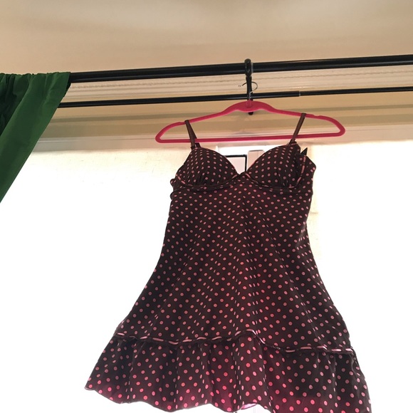 NWT Rampage Intimates Choco-Brn & Pink P-Dot Slip - Picture 6 of 11